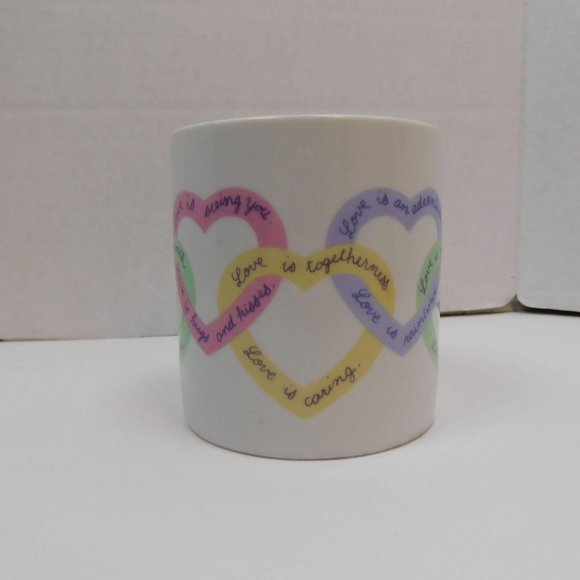 Avon Love Is... Sayings Coffee Mug Double Heart Shaped Handle - Picture 2 of 6